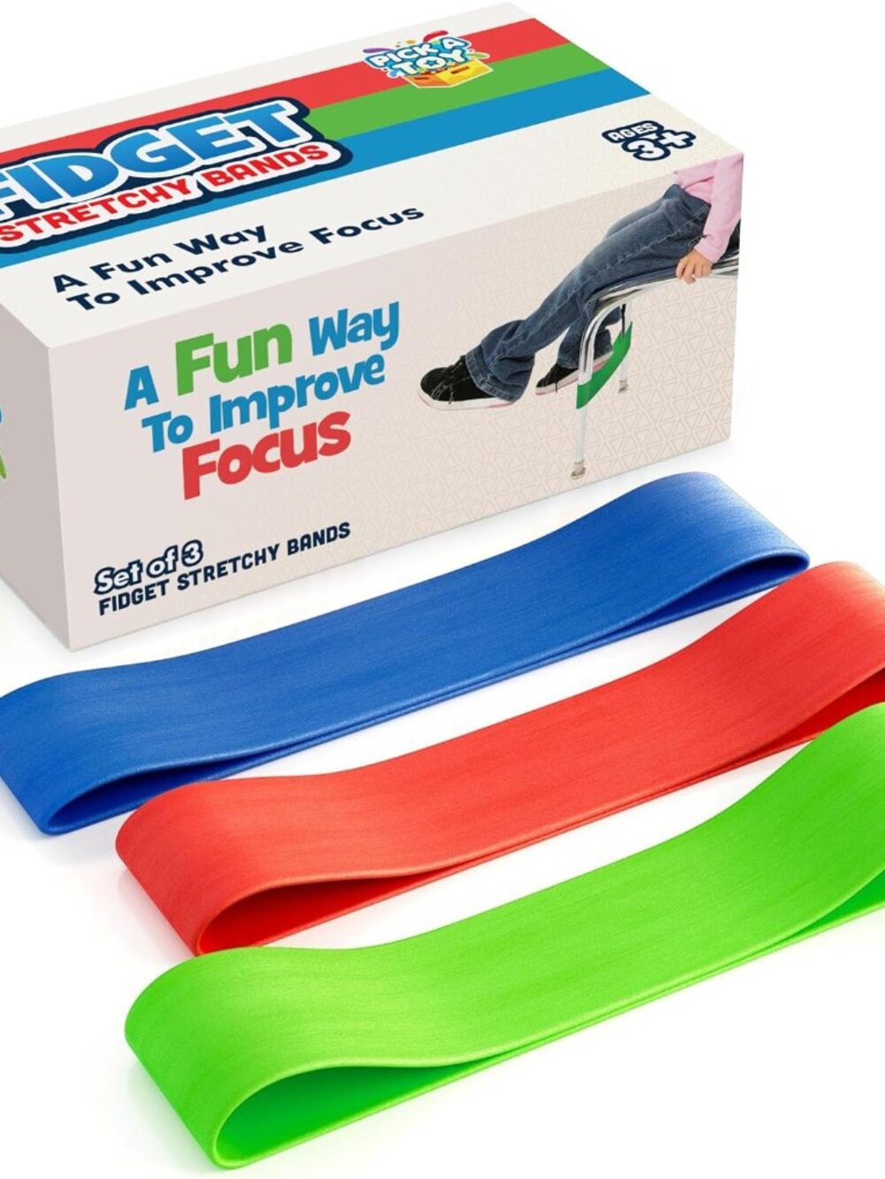 Chair Bands For Kids With Fidgety Feet 3 Pack | Fidget Chair & Desk Band | Stret